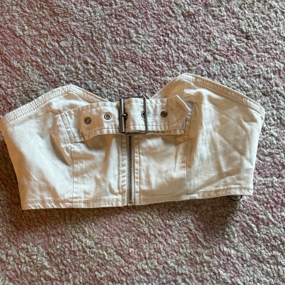 Forever 21 Cream Strapless Top